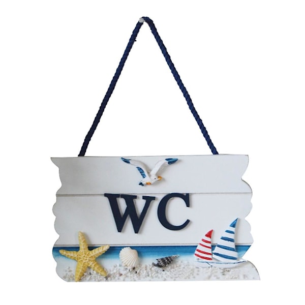 Beach Starfish Seagull Toalett Toalett Trä Wc Skylt Tag Dörrplatta Väggdekor