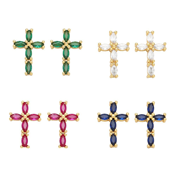 Korvakorut Vintage Zircon Cross Muotikorut Ac9959 white