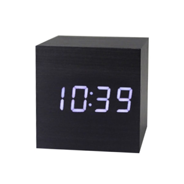 Cube Led Click Clock Vekkerklokke med lydaktivering Black and white