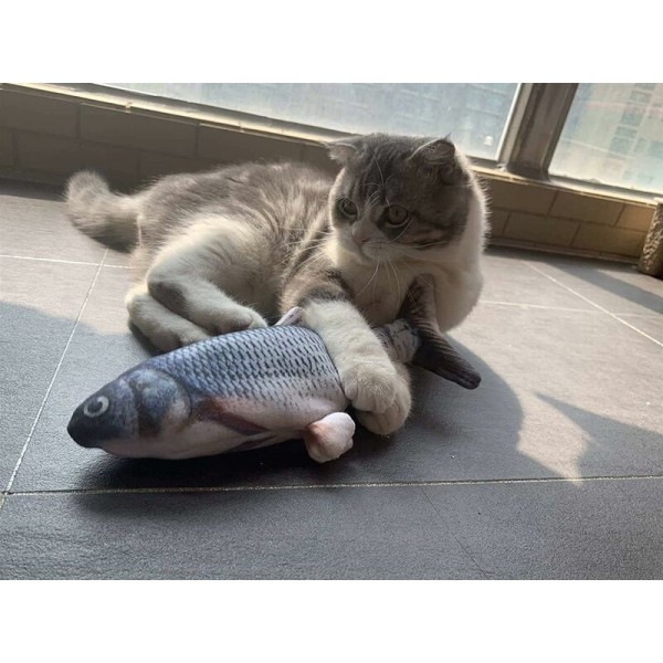 USB Gräskarp Om 27~30CM Pet Leksaker Elektrisk Simulering Fisk Roliga Katter