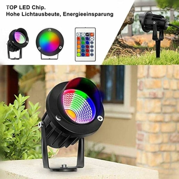10W COB landskapsspotlight, LED utomhusspotlight, vattentät IP65, RGB färgbelysning, golvlampa med 180° dimbar fjärrkontroll, utomhusljus f