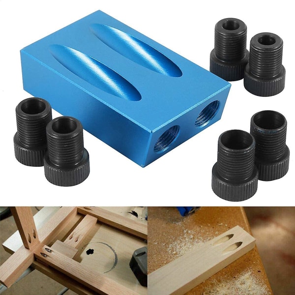 15 graders vinkelficka hål Jig Kit med 6/8/10 mm håladapter för träbearbetning vinkelborrguide