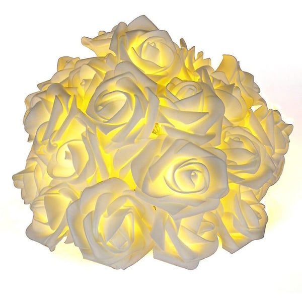 3/6M julesimulering Rose Shape Led lysdekorasjon White Rose 3 Meters 20 Lights 3AA