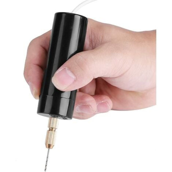 Mini USB DC 5V elektrisk borr Elektrisk handborr handborr, (silver+ USB datakabel+skiftnyckel+tre borrar)