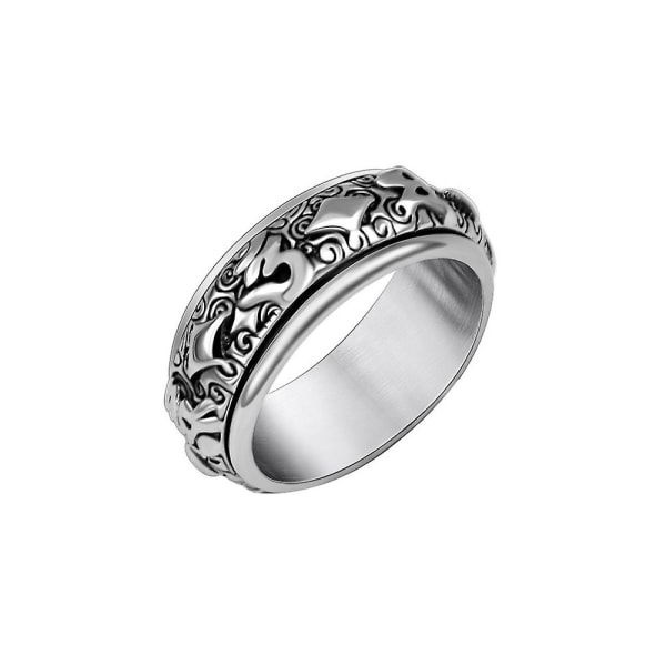 Buddhism Design Roterande Bred Finger Ring Man Charm Smycken Dekoration Gift US 6