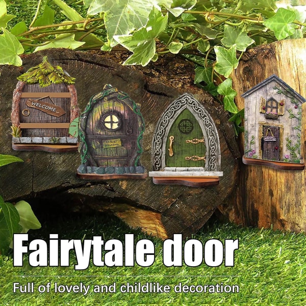 6 stk Fe-dører Fargerike Realistiske Gjennombrutte Mønstre Skulpturerte Mønstre Med Gravert Design Dekorative Miniatyr Hage Gnome Dører For Hage