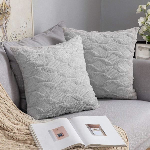 Ahaha sæt med 2 dekorative fløjlspudebetræk Sofa Pudebetræk 45x45 cm Blå