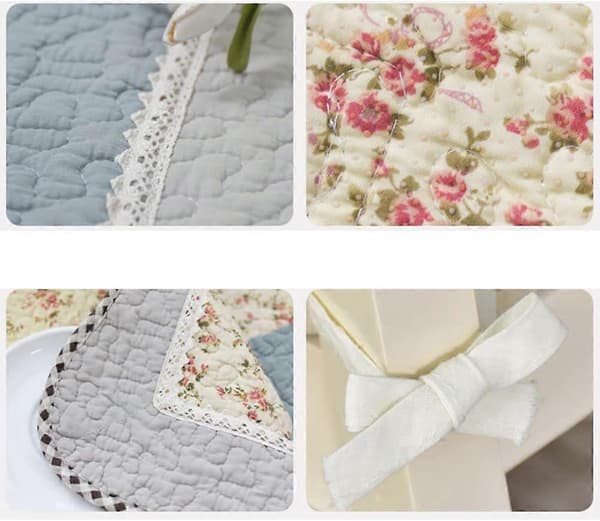 Firkantede sædehynder i bomuld med bindebånd, bondegårdsblomstret patchwork sædehynde, åndbar skridsikker siddehynde til køkken, spisestue, kontor, 2