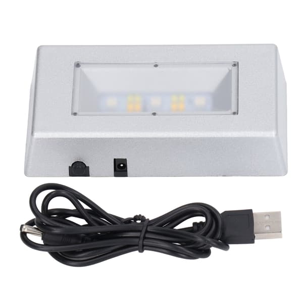 LED Display Base Multi-Mode Lighting Silver Rektangulär LED-ljusdisplaybas med USB-kabel för smyckeskristaller