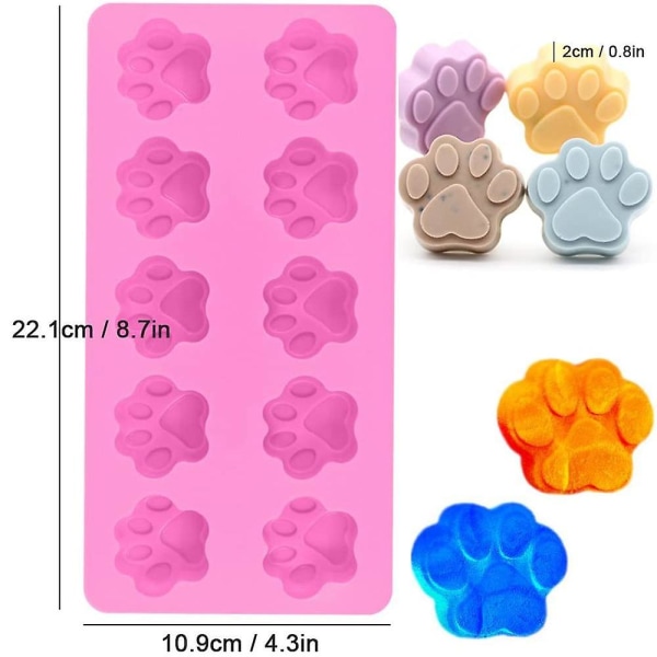 5 stk Silikone Chokolade Slikforme, Puppy Paw & Bone Non-stick Bageforme Isterningbakker, To Gumdrop Jelly Cake Muffin Cupcake