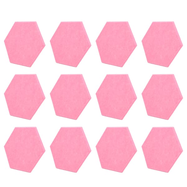 12 stk. Pink Hexagon Akustiske Skum Paneler Lydisolerende Vægklæbemiddel