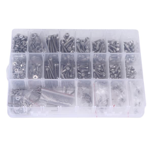 1080 stk. M2 M3 M4 Skrue Mutter Pakningssett Rustfritt Stål Sekskant Socket Hode Cap Festemiddelsortiment for Biler Lastebiler Skip