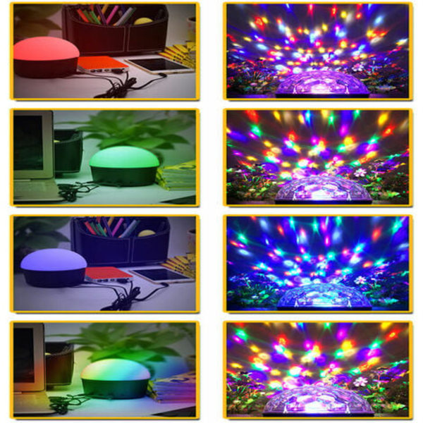 USB Disco Ball, Disco Mirror Ball, Disco Light Ball, Fjernkontroll LED Lighting Scenelampe for fest, kveld, bar, Bir