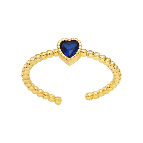 Ring Vintage Zircon Heart Stud Modesmycken Ac10008 Blue