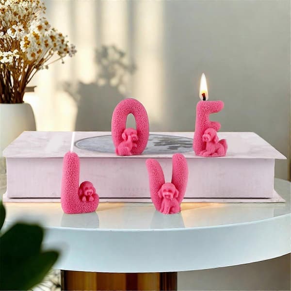 Håndlavede støbeforme Kærlighedsskulptur Hunde Lysforme Silikoneforme Gipsforme Valentinsdagspyntforme