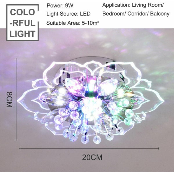 9W moderne krystall LED-taklysarmatur Pendellampe Belysning Lysekrone Korridorlys (fargerikt lys) Coxolo,