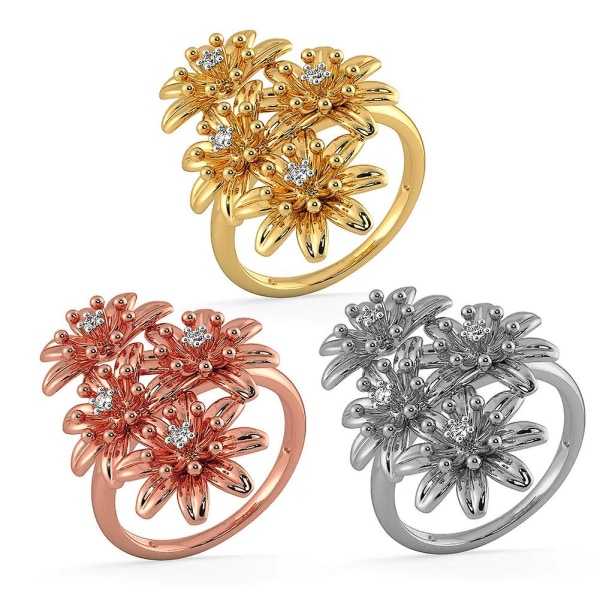 Kvinnor Mode Blomma Finger Ring Bröllop Engagemang Smycken Alla hjärtans dag present Rose Gold US 9