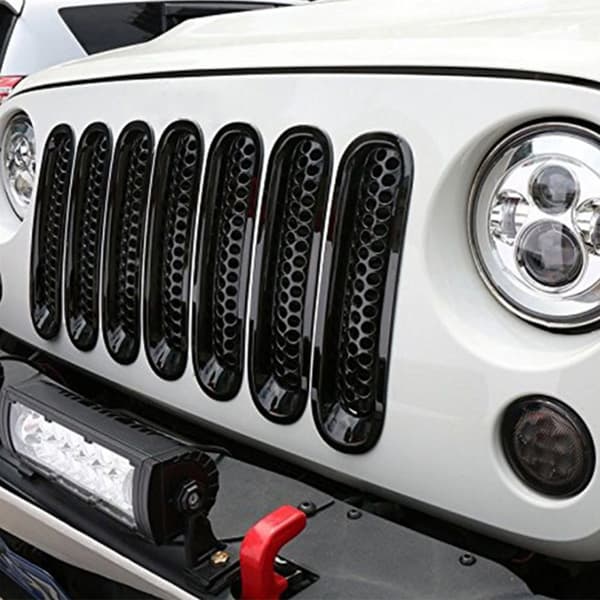 7 stk. sort frontkofanger mesh-grill til Jeep Wrangler JK 2007 2017
