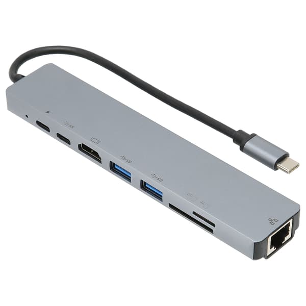 USB C 8 i 1 Docking Station Type C til RJ45 USB 3.0 HDMI til stationær bærbar computer