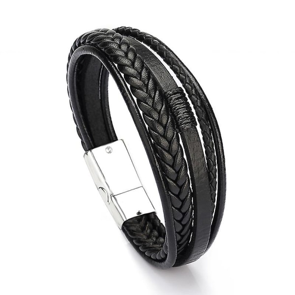 Menns håndvevde armbånd mote skinnsmykker black