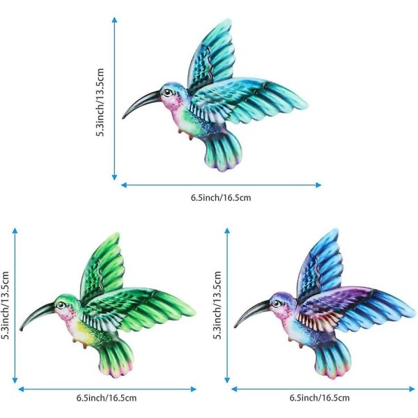 Metall Väggdekor, Färgglad Hummingbird Järn Skulptur Metall Hummingbird Metall Vägghängande Utomhusdekoration Hängande ornament Metall Fåglar Väggkonst I