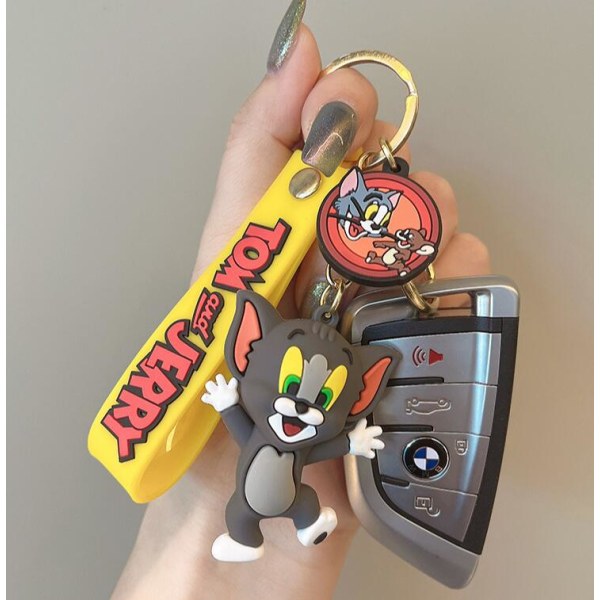 Dansende kat sød tegneserie anime killing nøglering tegneserie bil taske vedhæng lille gave nøgle vedhæng dukke taske tilbehør,