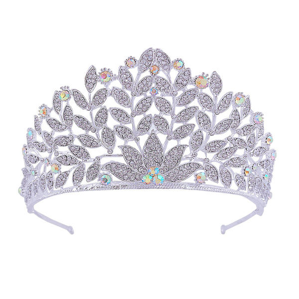 Europeisk og amerikansk barokk Bride Crown Fascinator Rhinestone Hår Ornamenter Princess Crown Silver