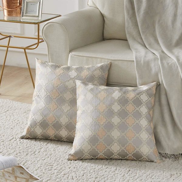 Koristeellinen sohvatyynyliina, sohva paksu tyynynpäällinen, neliönharmaa luksustyyny 2 settiä 65*65 cm Lanterne
