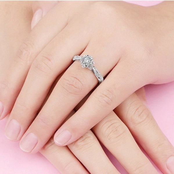 Kvinner Blomst Rhinestone Innlagt Ring Valentine Gift Bryllup Engasjement smykker US 11