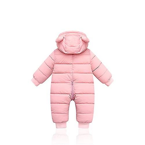Baby pige med hætte i bomuldsdun 80cm pink