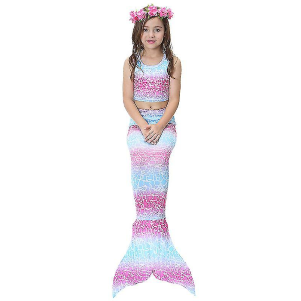 Børn piger Mermaid Tail Bikini Sæt Beachwear Badedragt Pink Blue 9-10 Years