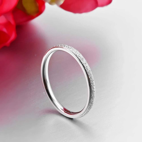 Glitter Matte Slim Band Titan Stål Finger Ring Bröllopssmycken Gift Silver US 8 4mm