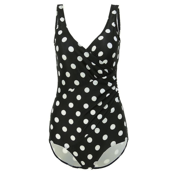 Polstret badedrakt for kvinner i ett stykke badedrakt badetøy Polka Dot Black 5XL