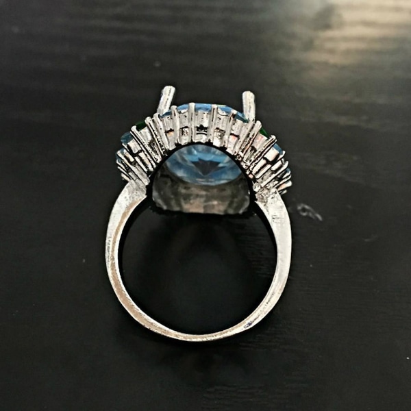 Lyx Kvinnor Faux Emerald Aquamarine Flower Ring Bröllopsfest smycken present US 8