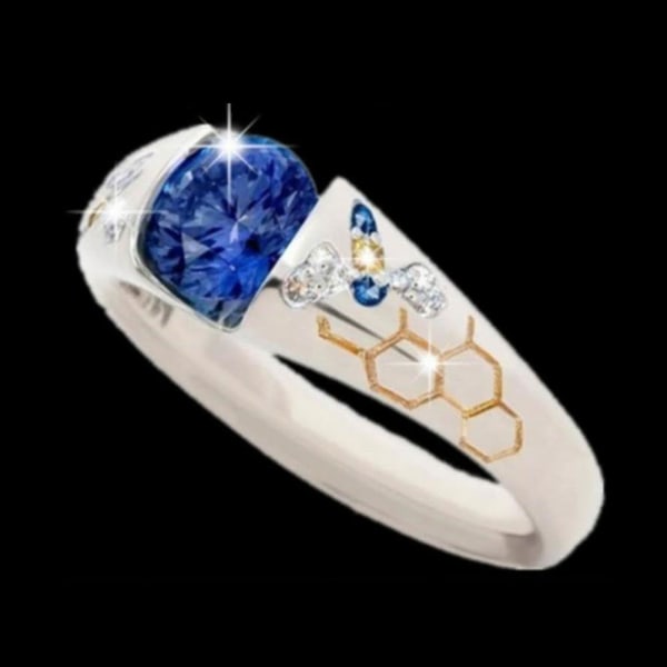 Kvinnor Faux Sapphire Rhinestone Bikupa Butterfly Finger Ring Party Smycken Gift US 9
