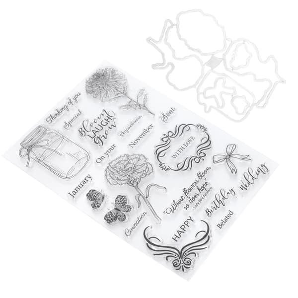 Kirkas läpinäkyvä DIY-toivepullokukkaleimasin käsintehty koristelu