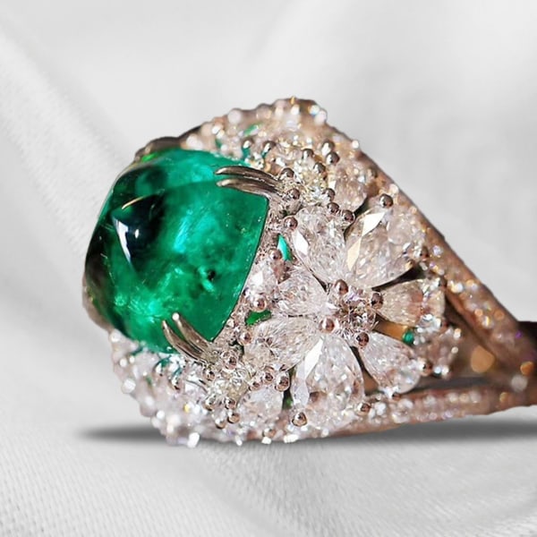 Retro Kvinder Ring Indlagt Grøn Firkantet Rhinestone Finger Ring Til Jubilæum US 9