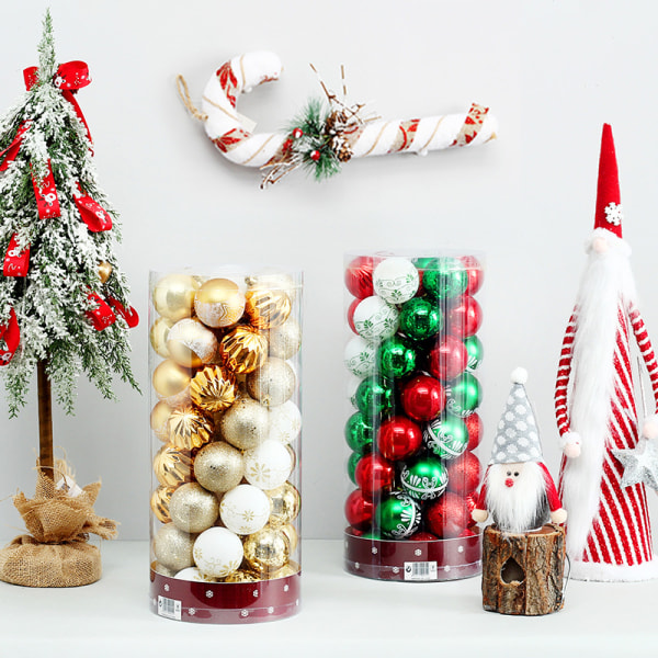 Juldekorationer 6cm,50st målade julkulor Julgranshänge Presentpaket, vit G