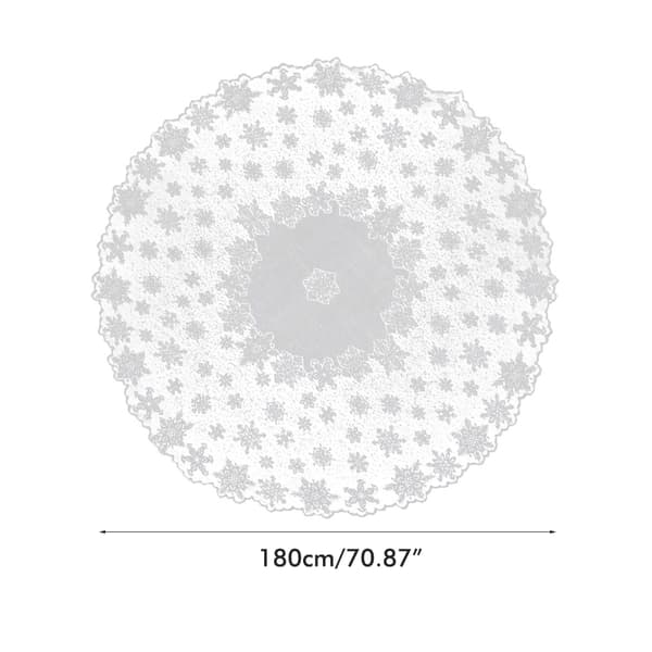 Christmas Tablecloth White Snowflake Lace Banquet Tablecloths Table Covers for Table Decorations Round