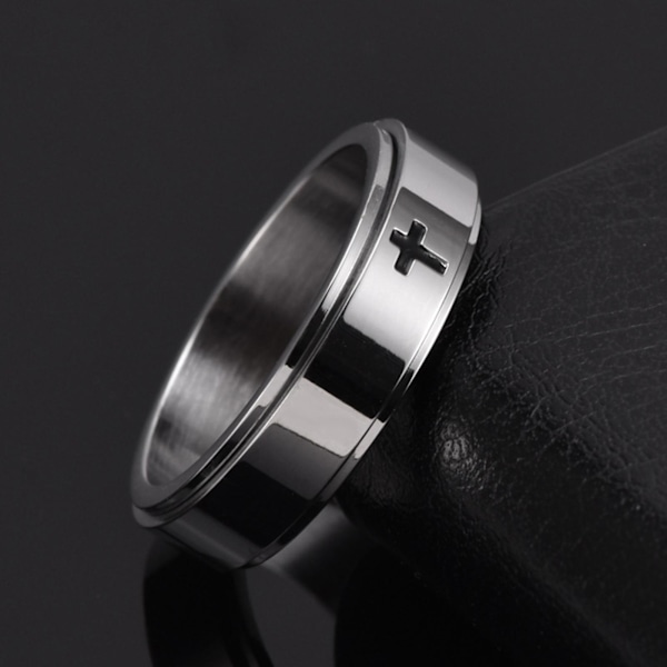Kvinder Ring Unisex Rustfrit Stål Roterende Stress-relieving Finger Ring Til Daglig Brug Black US 7