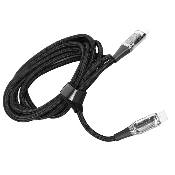 100W USB C til USB C hurtigopladningskabel 2M sort med digitalt display til telefon, tablet, bærbar computer