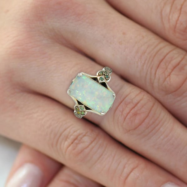 Kvinner Ring Square Faux Gem smykker Vintage geometriske ring smykker gaver US 5 B