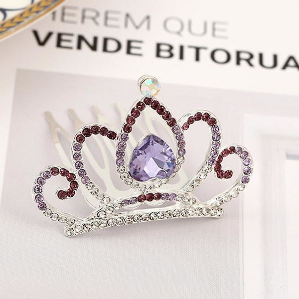 Tjejer Insert Comb Bow-kont Hårkam Krona Blomma Huvudbonad Barndagspresent Purple B