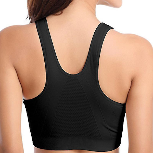 Naisten urheilullinen etuvetoketjullinen jooga Push Up pehmustetut rintaliivit Black XL