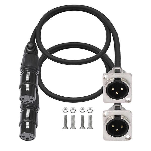 2-pak XLR gennemgangskabel, Stage Box 3-benet D-Type XLR hun til han til patchpanel, gulvboks Black   silver