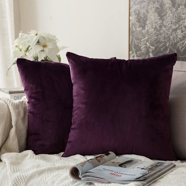 Set med 2 dekorativa kuddfodral i sammet Soffa Case Super Smidig Mjuk Inredning Hem Vardagsrum Sovrum För Soffa 2 delar 30x30cm Fushia