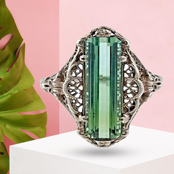 Naisten sormus ontto Vihreä Cubic Zirkonia Koru Vintage Sormus Hääjuhliin Syntymäpäivä US 7
