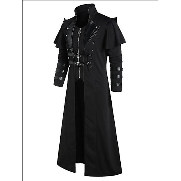 Miesten Steampunk Tuxedo -takki goottilainen Halloween-asu L Black