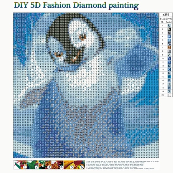Gør-det-selv 5D diamantmaleri efter antal sæt Fuld rund bor Rhinestone Billedkunst Håndværk Hjem Vægdekor Danspingvin 30x30cm,