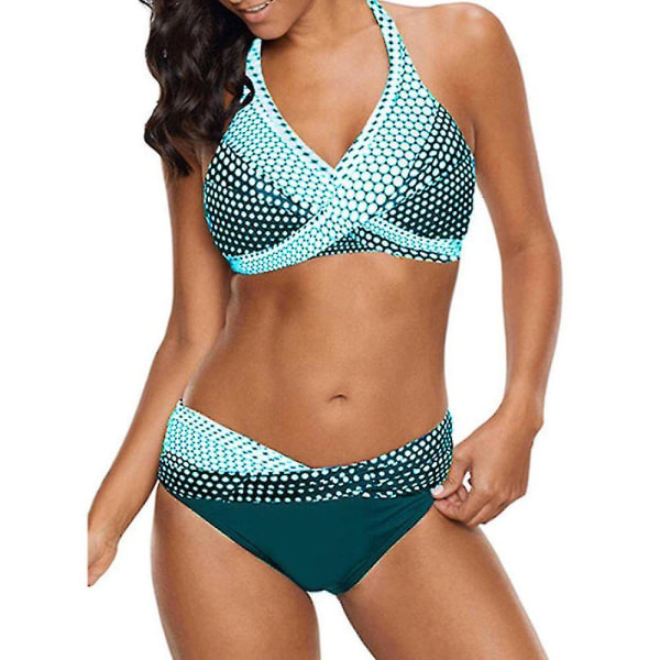 kvinner Sommer Push Up Polstret BH Bikinisett Badedrakt Badedrakt Strandbadetøy Green L